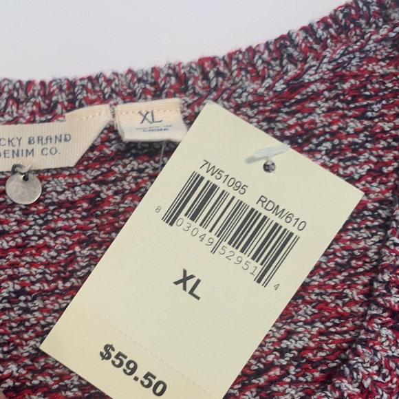 Lucky Brand Sweater Vest Red Black Gray Marled Cotton Blend Size XL NWT - Picture 6 of 10